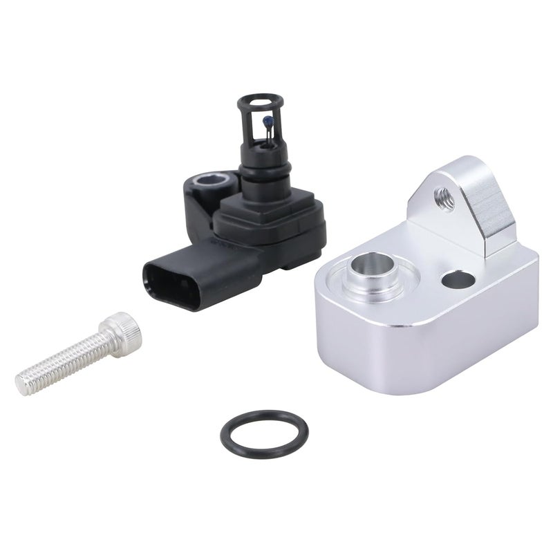 Xiaoyudou Intake Air Temperature Sensor with MAP Sensor Spacer (Silver) Fit for 2017-2025 Chevy Silverado 2500HD 3500HD, GMC Sierra 2500HD 3500HD 6.6L Duramax Diesel Replaces 12681993 12707766 - Image 1